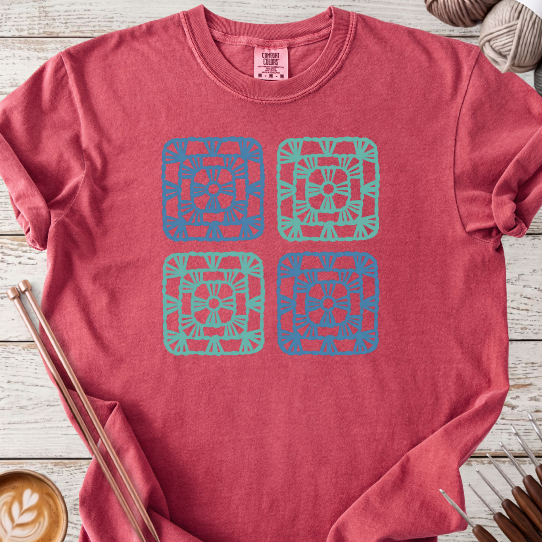 Blue & Teal Granny Squares T-shirt