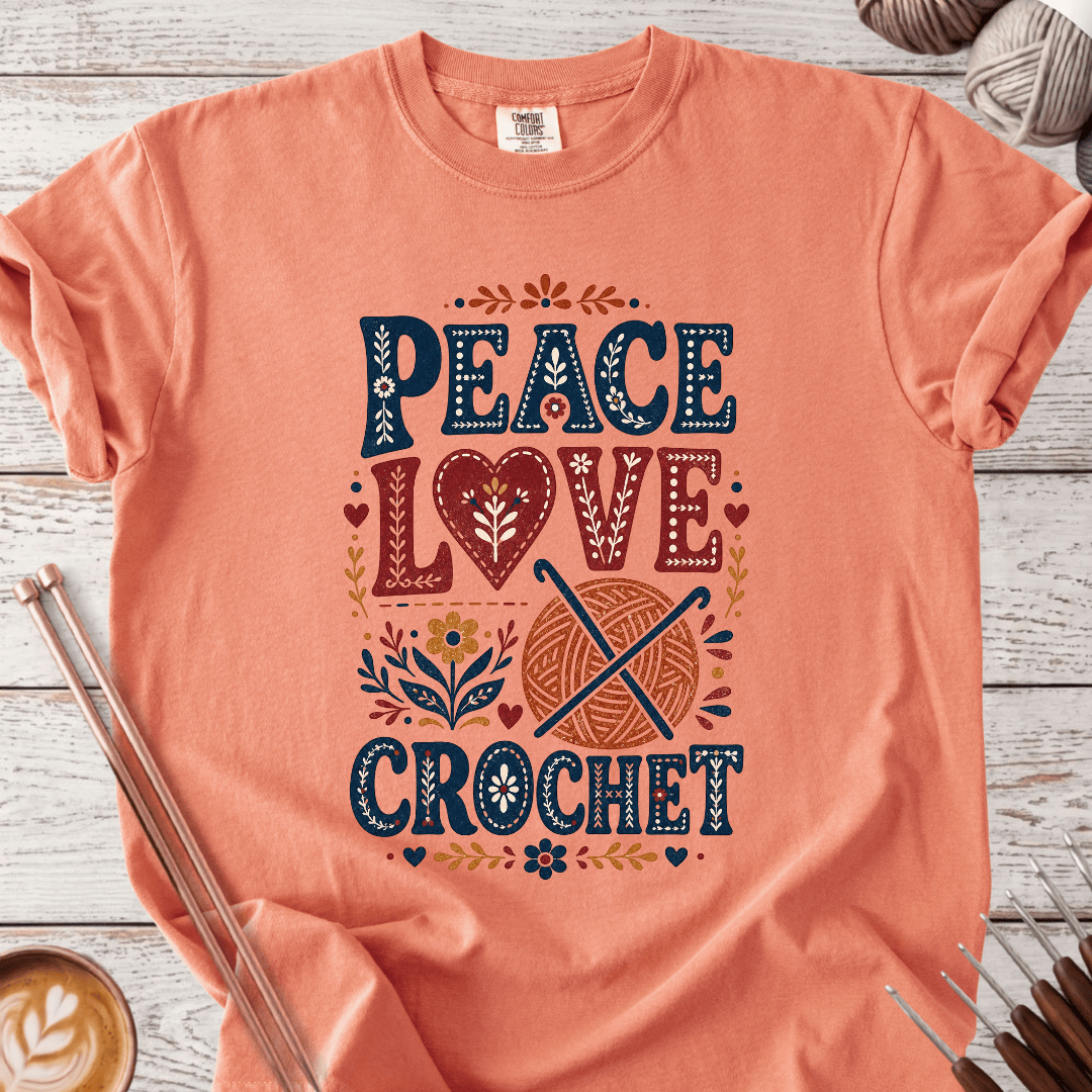 Folk Peace Love Crochet T-shirt