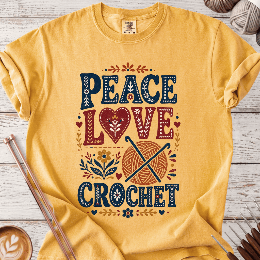 Folk Peace Love Crochet T-shirt