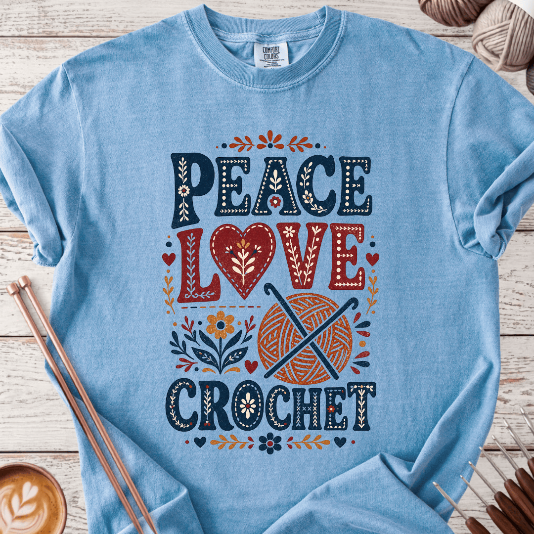 Folk Peace Love Crochet T-shirt