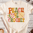 Groovy Peace Love Crochet T-shirt