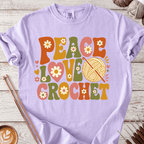 Groovy Peace Love Crochet T-shirt