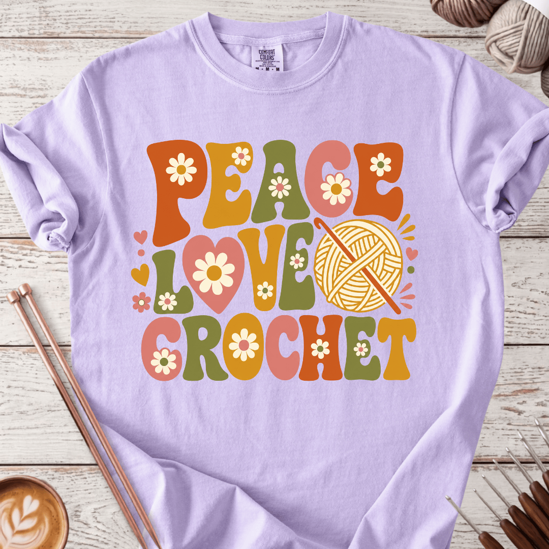 Groovy Peace Love Crochet T-shirt