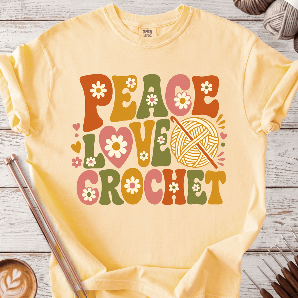 Groovy Peace Love Crochet T-shirt