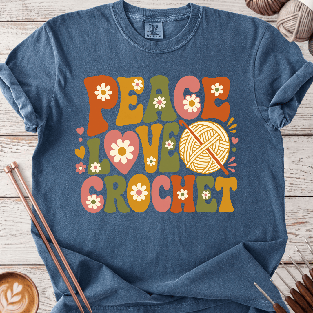 Groovy Peace Love Crochet T-shirt