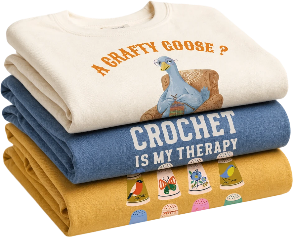 Stack of 3 Crafty Goose tees